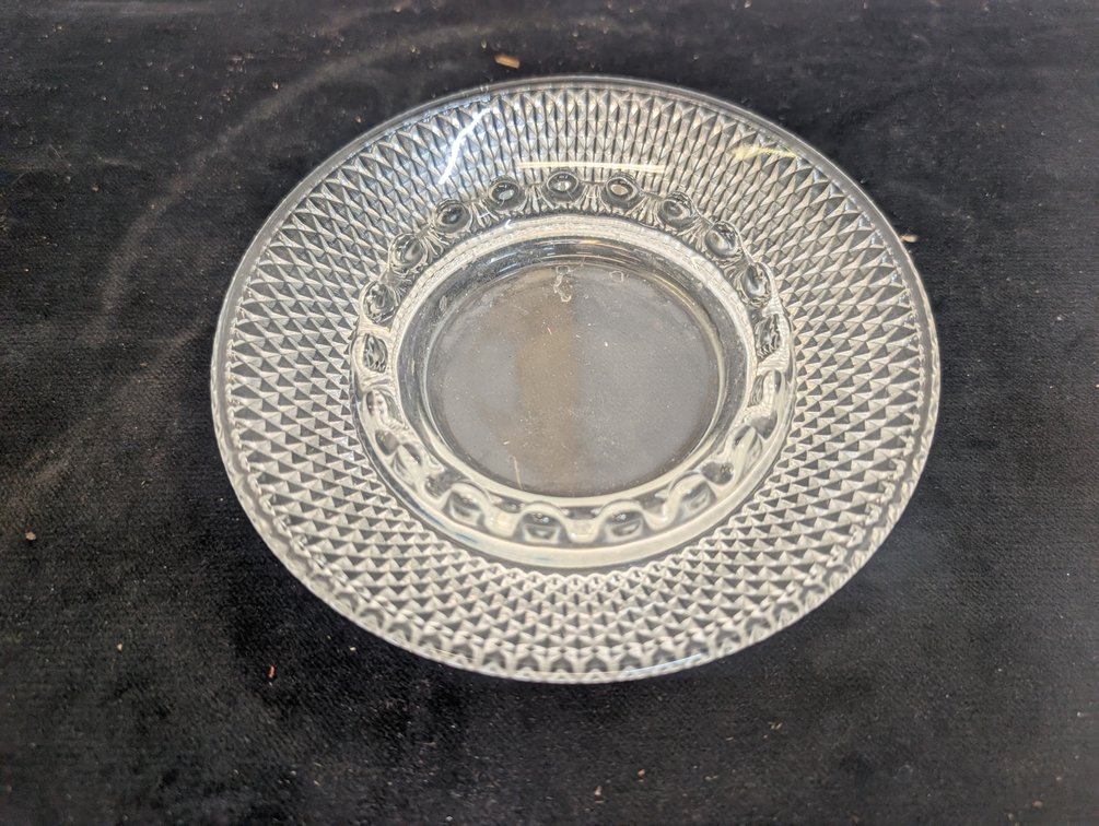 Mid-Century 6" Clear Diamond Point Hobnail Ashtray