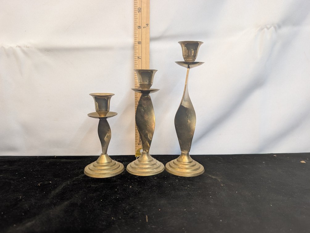 MCM Solid Brass Twisted Spiral Candlestick Holders