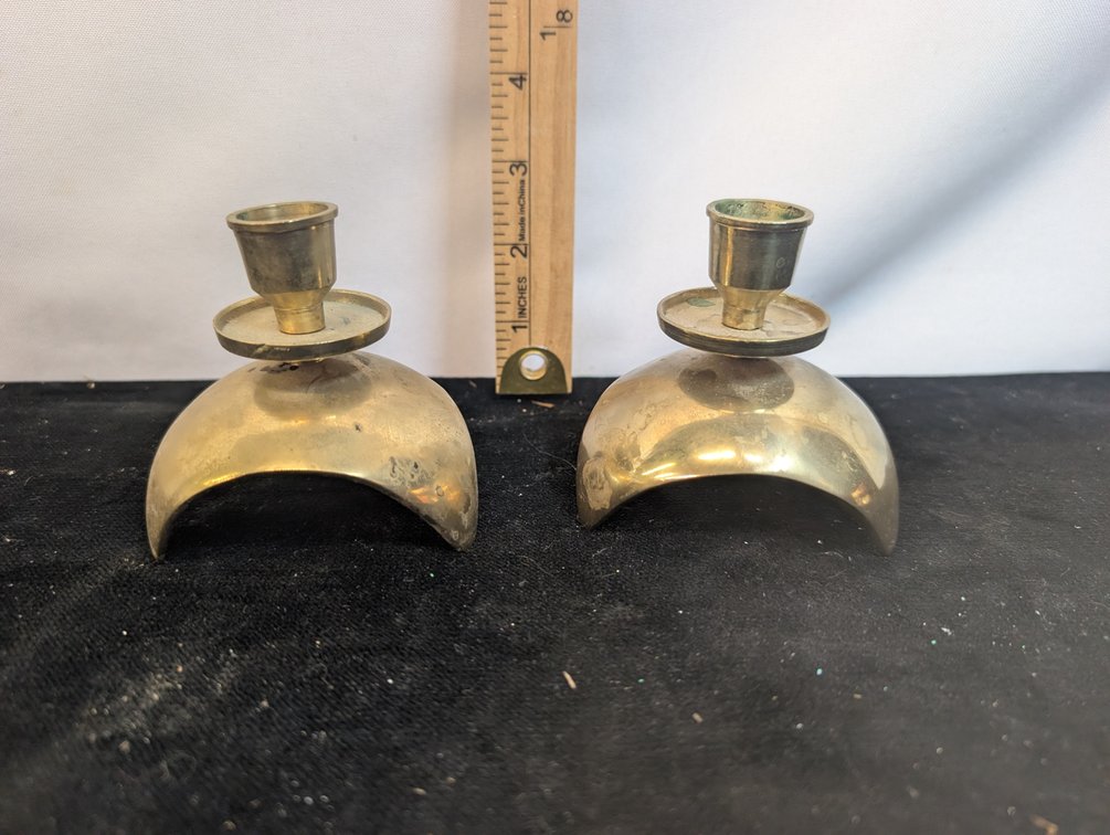 MCM Solid Brass Atomic Space Age Candle Holders