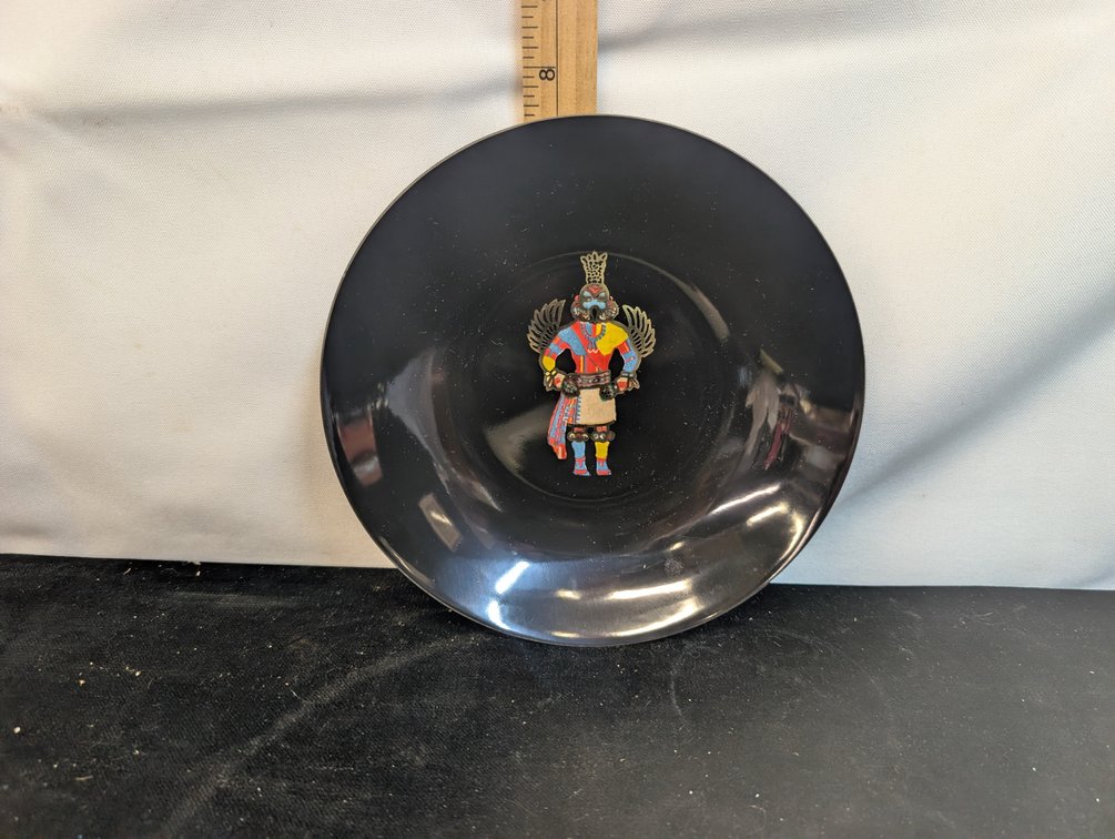 Couroc Hummingbird Kachina Black Phenolic Bowl