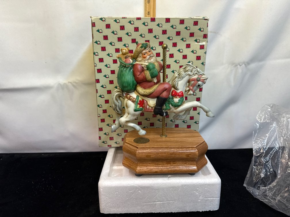 1987 Santa On Carousel Horse Musical Figurine