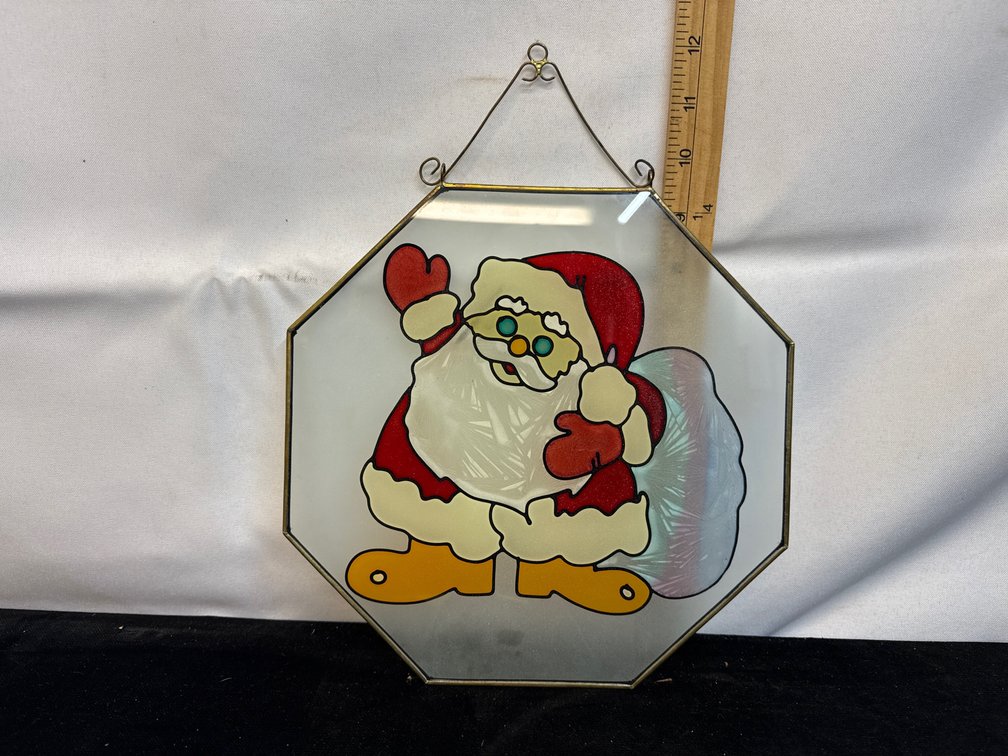 Hanging Glass Santa