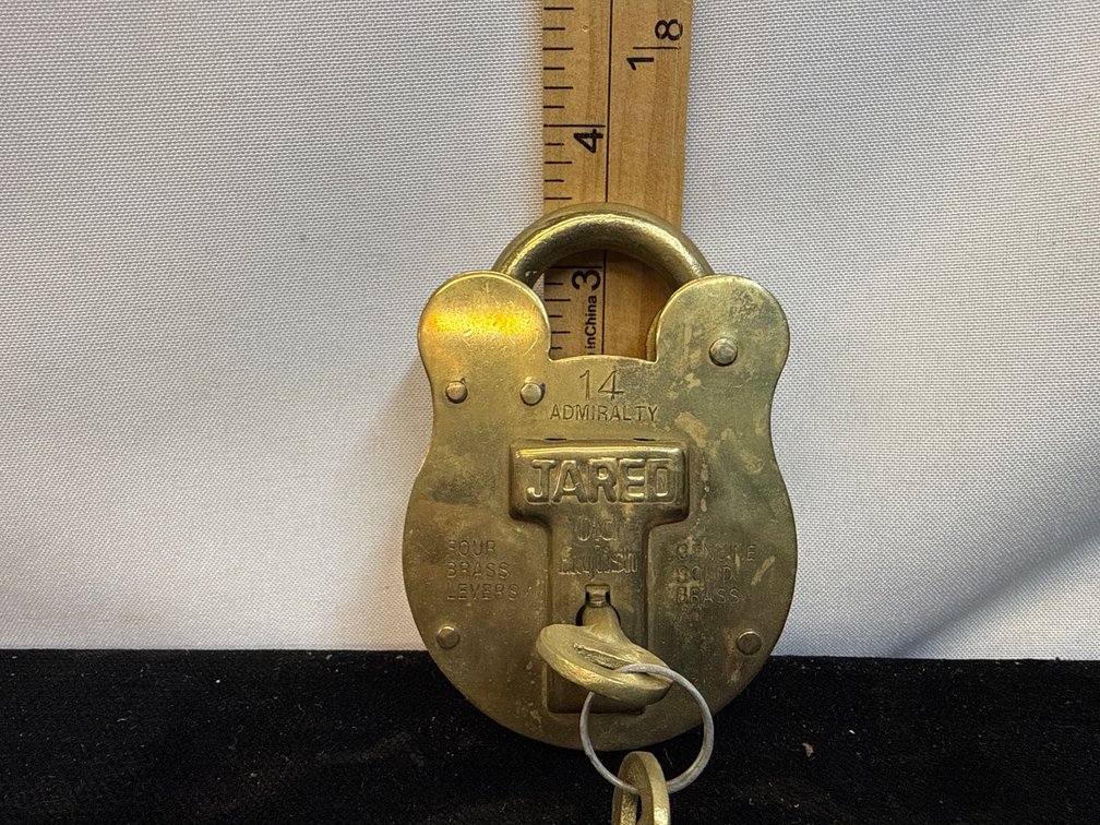 Heavy Vintage Brass Padlock with Key