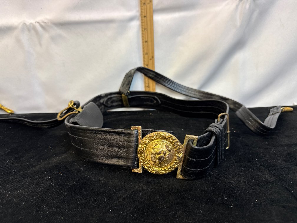 Leather Military Belt w/Suspenders