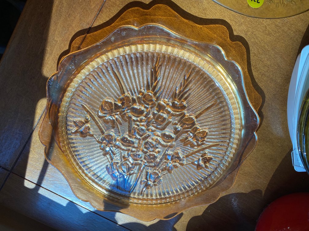 1950s Iris & Herringbone Iridescent Platter