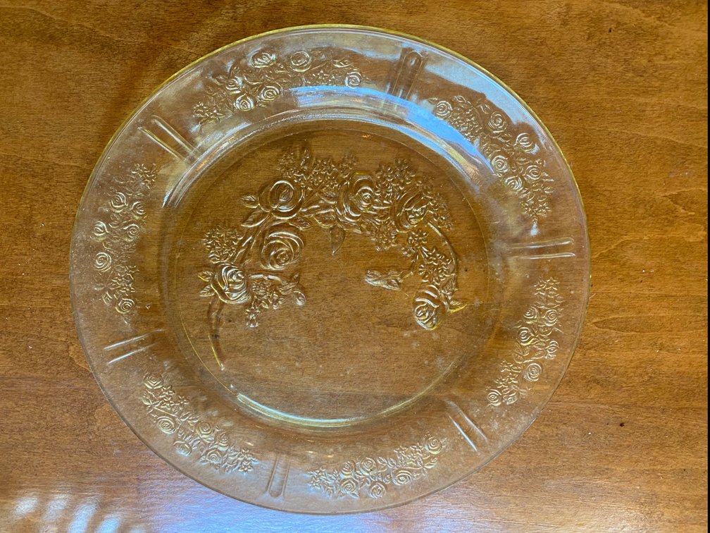 1930s Cabbage Rose Amber-Yellow Plate