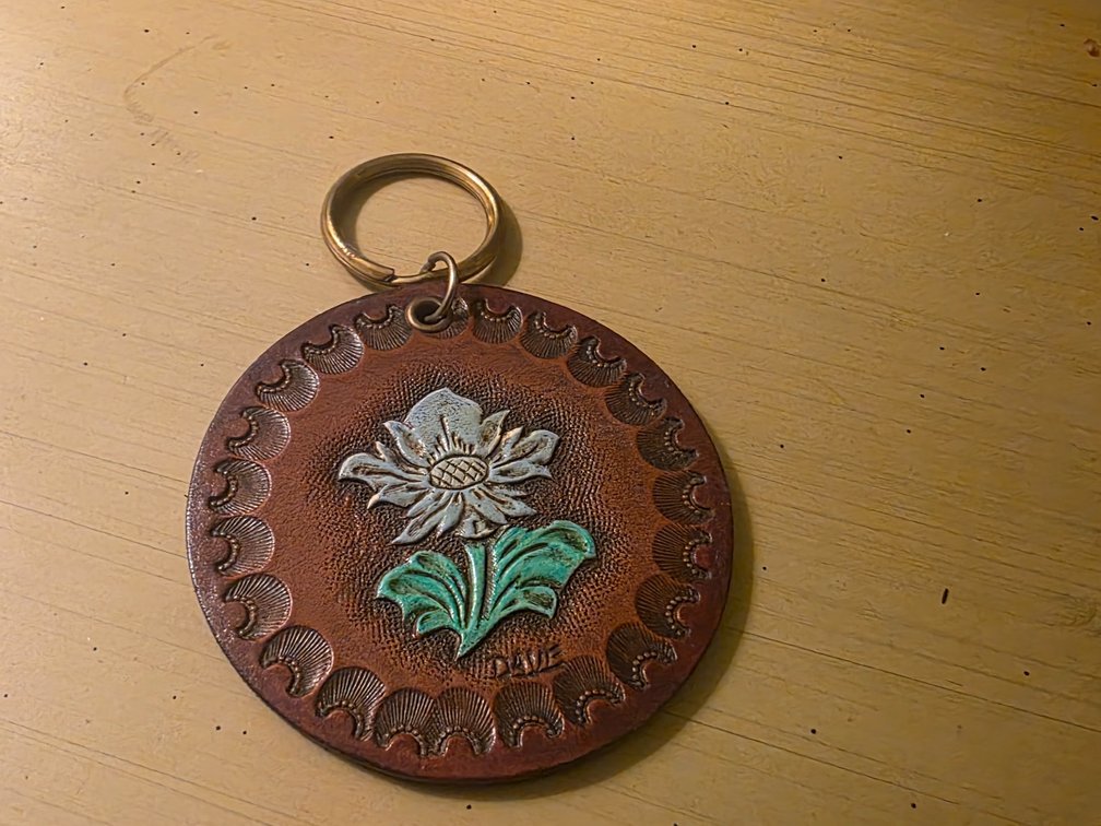 Leather Floral Keychain