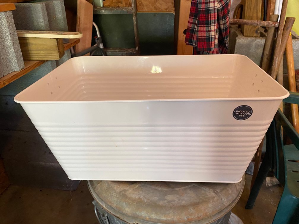 BHG White Galvanized Rectangular Tub