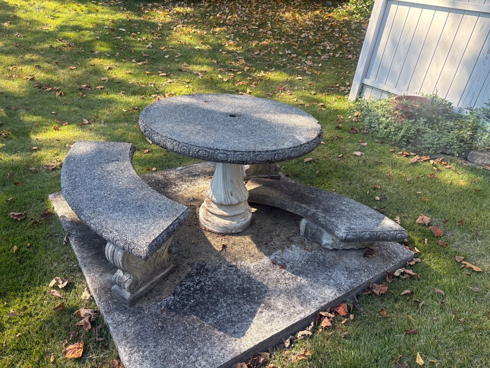 Concrete Table & Benches (1 bench has broken leg)