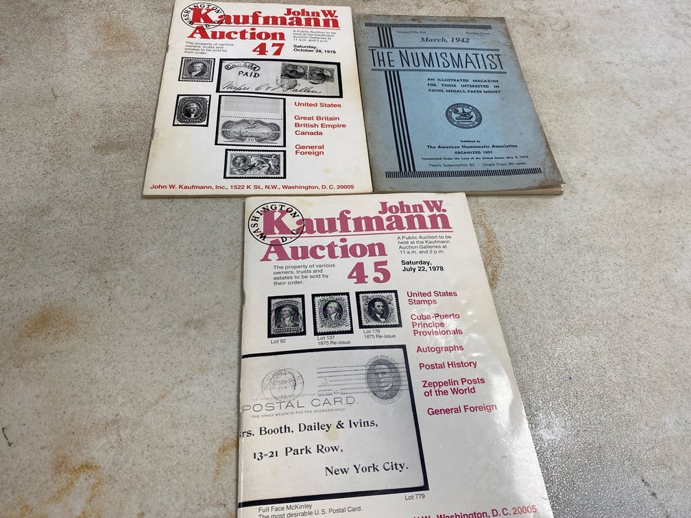 1978 Kaufmann Auction Catalogs & 1942 Numismatist Magazine