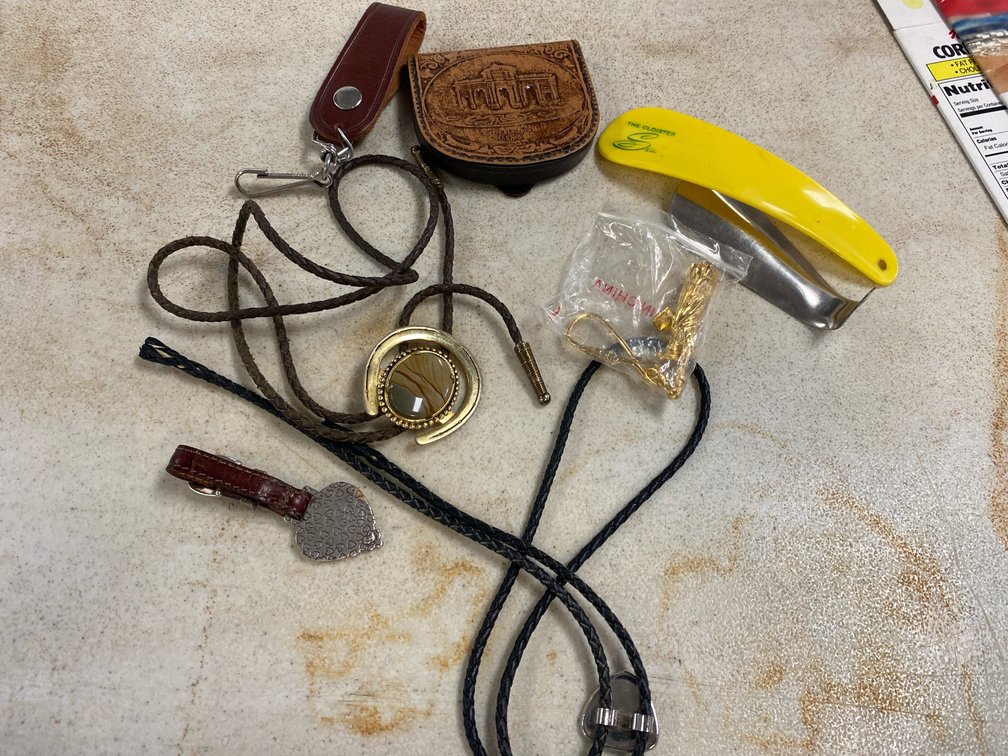Bolo Ties, Leather Coin Pouch, & Misc. Items