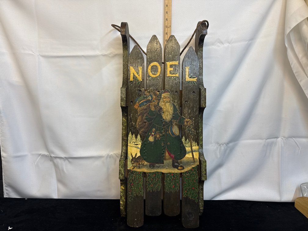Vintage Wooden Christmas Sled Decor