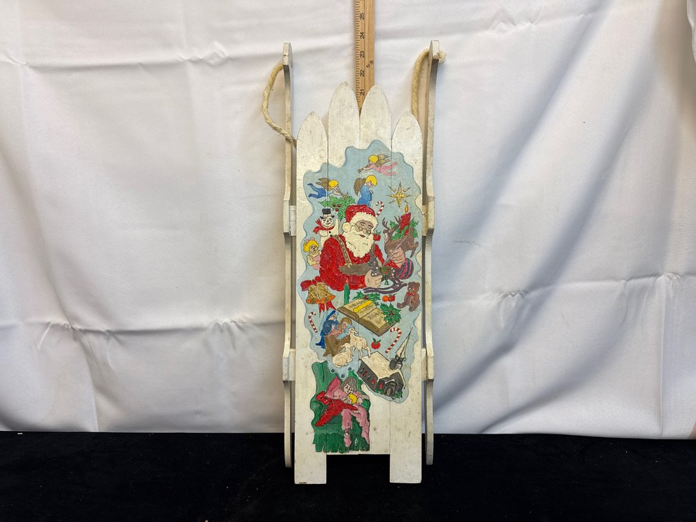 Vintage Wooden Christmas Sled Decor