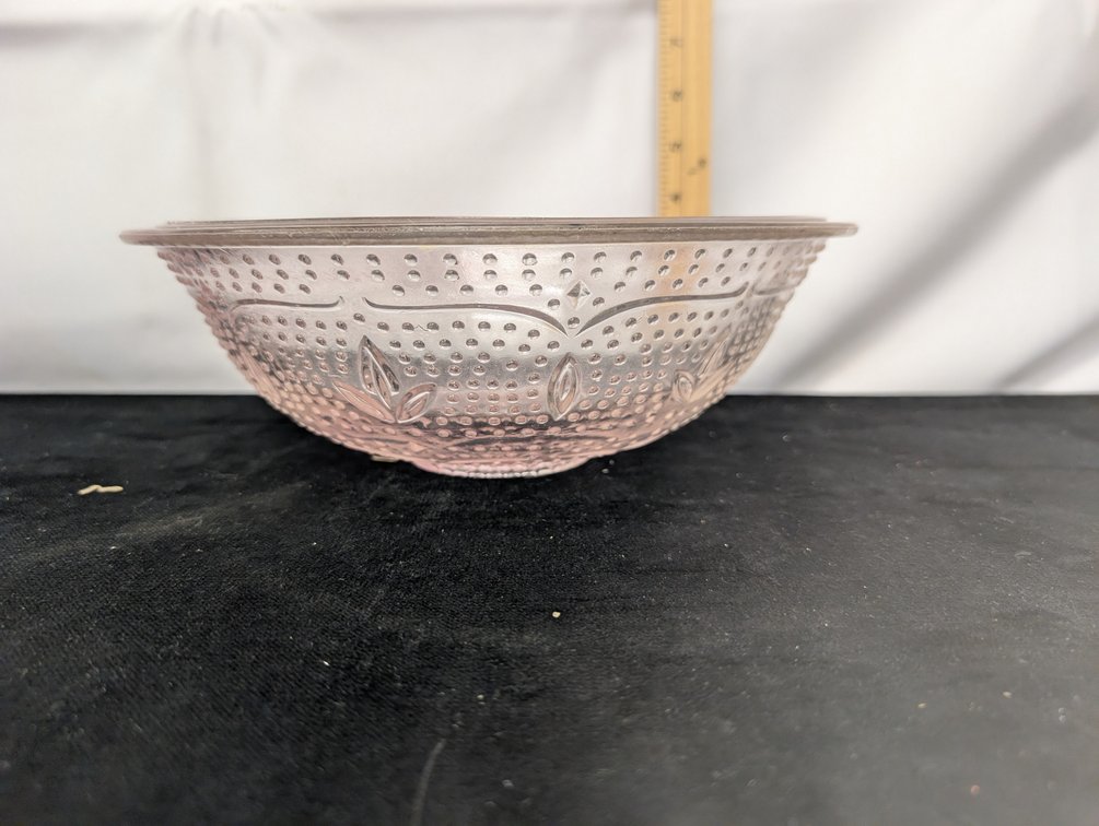Vintage Pink Hobnail Glass Serving Bowl Federal Glass Company 10"