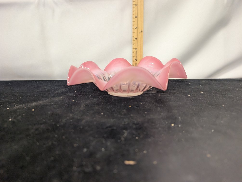 Vintage Victorian Pink Glass Bride Bowl