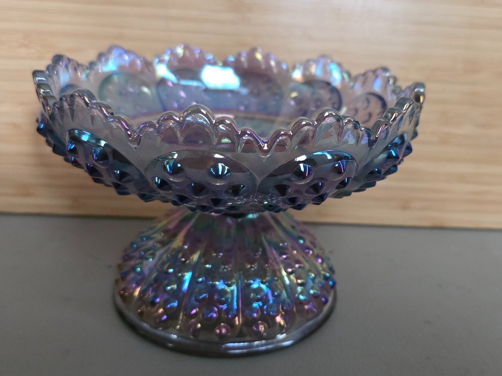 Pedestal Carnival Glass Dish