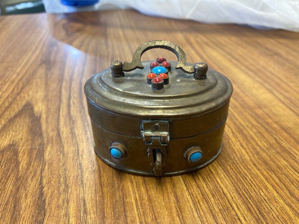 Indian Brass Oval Trinket Box