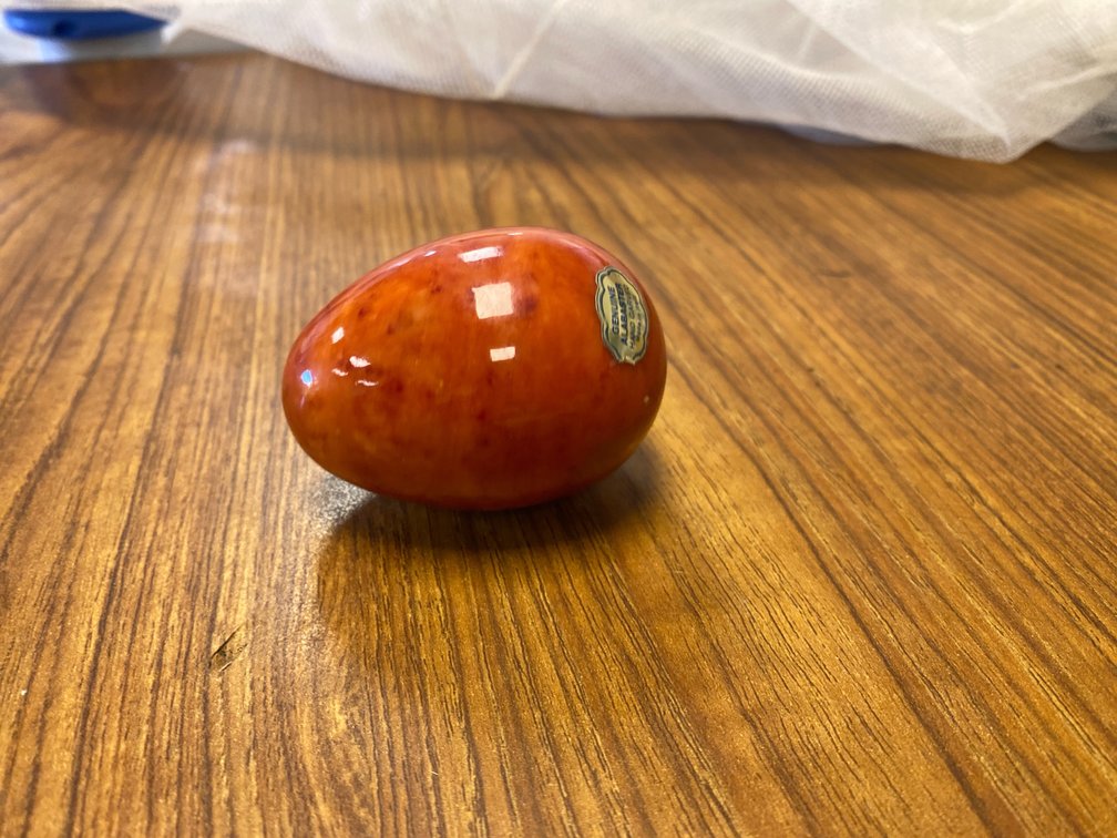 Carved Red Alabaster Decorative Egg