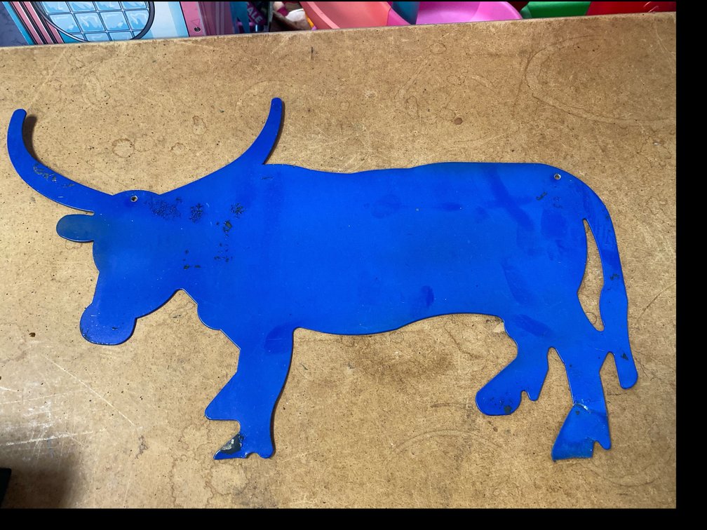 Blue Metal Longhorn Cutout
