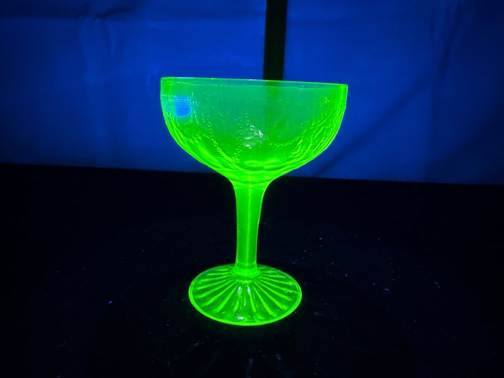 Cameo "Ballerina" Uranium Glass Tall Sherbert Glass