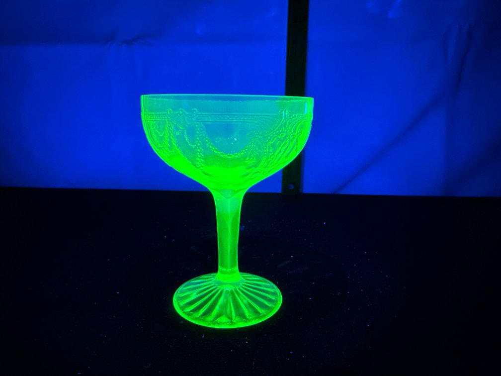 Cameo "Ballerina" Uranium Glass Tall Sherbert Glass