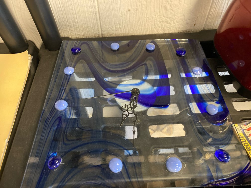 Blue & Clear Swirled Glass Clock