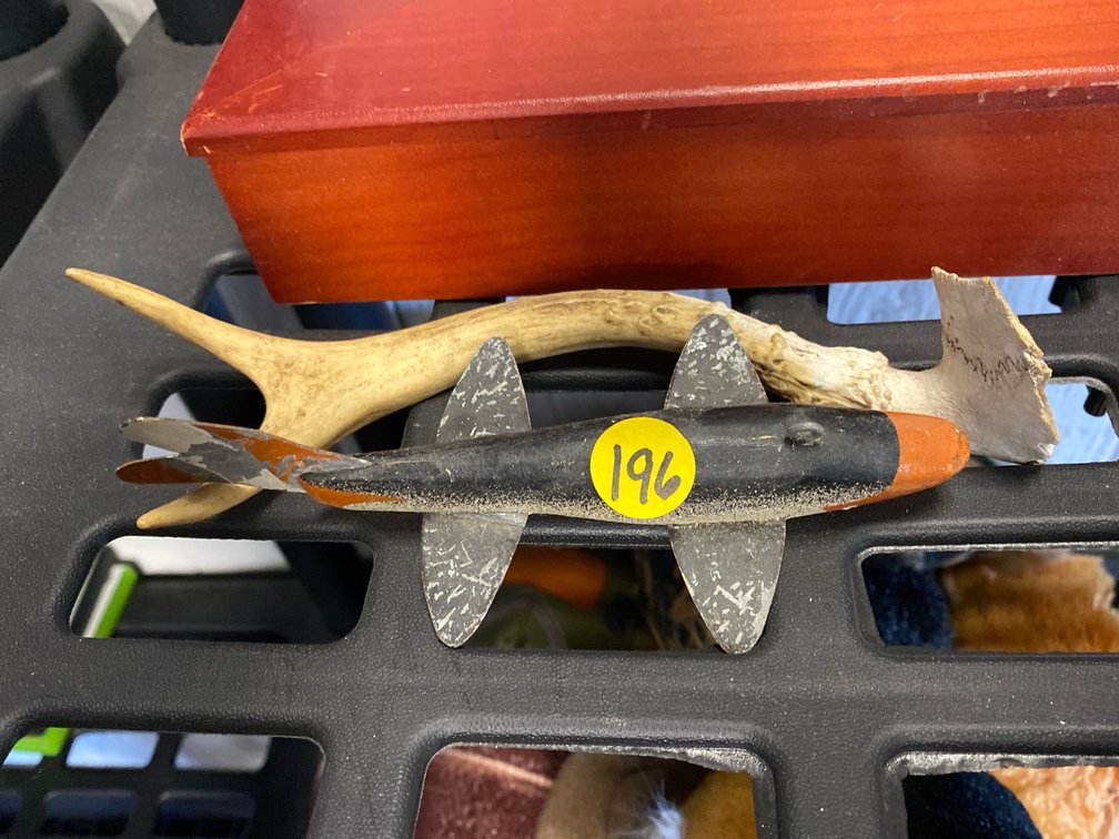 Wooden Fish Decoy Decor & Antler