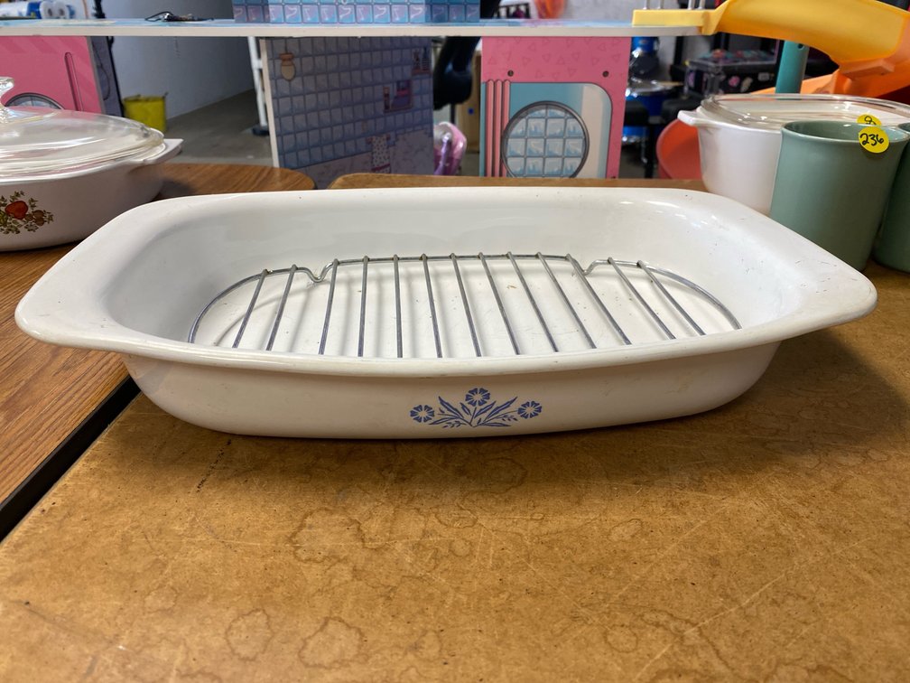 CorningWare Blue Cornflower Roaster/Lasagna Baking Dish w/Rack