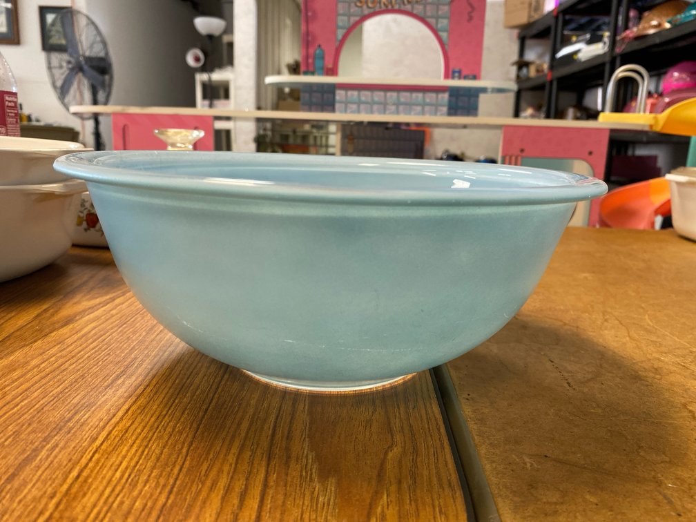 Pyrex Powder Blue Clear Glass Bottom Mixing Bowl