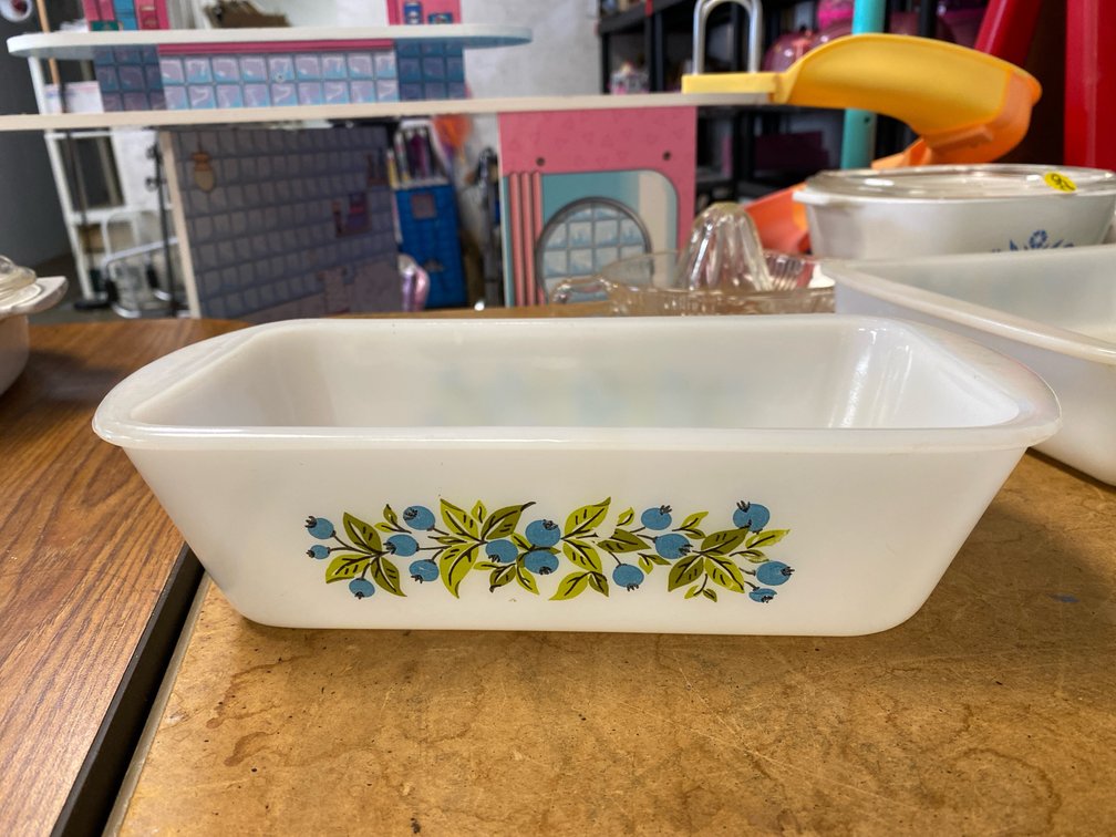 Glasbake Blueberry Pattern Loaf Dish