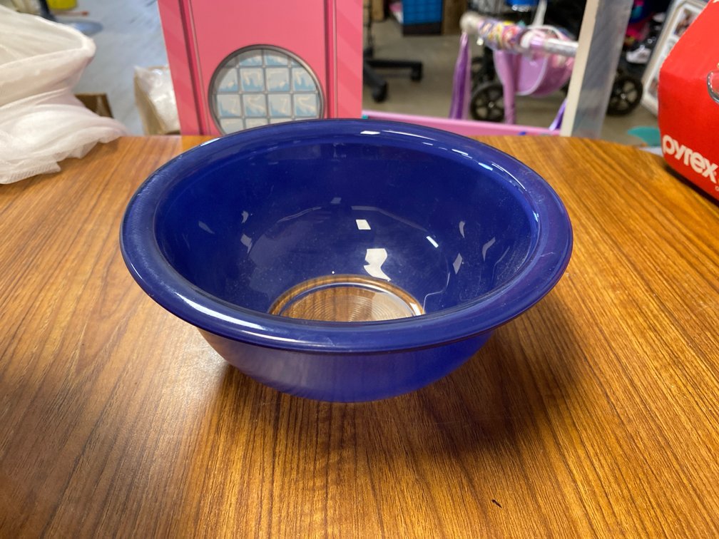 Pyrex Cobalt Blue Clear Glass Bottom Mixing Bowl