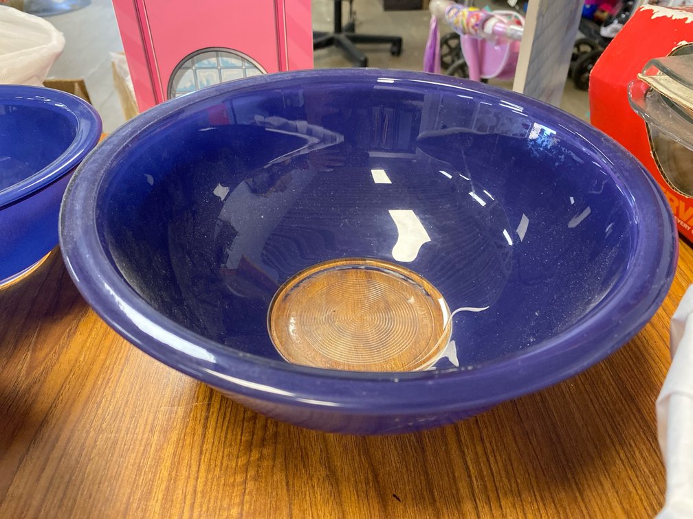 Pyrex Cobalt Blue Clear Glass Bottom Mixing Bowl