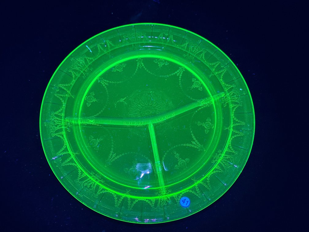1930s "Cameo" Uranium Glass Relish Tray