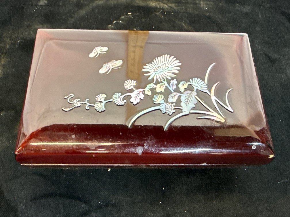 Inlaid Mother-of-Pearl Box w/Contents