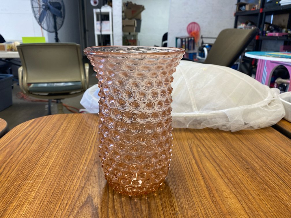 Pink Glass Hobnail  Vase