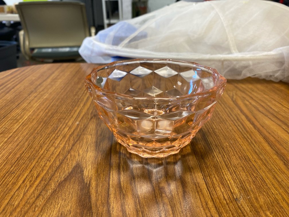 Pink Depression Glass Cube Pattern Bowl