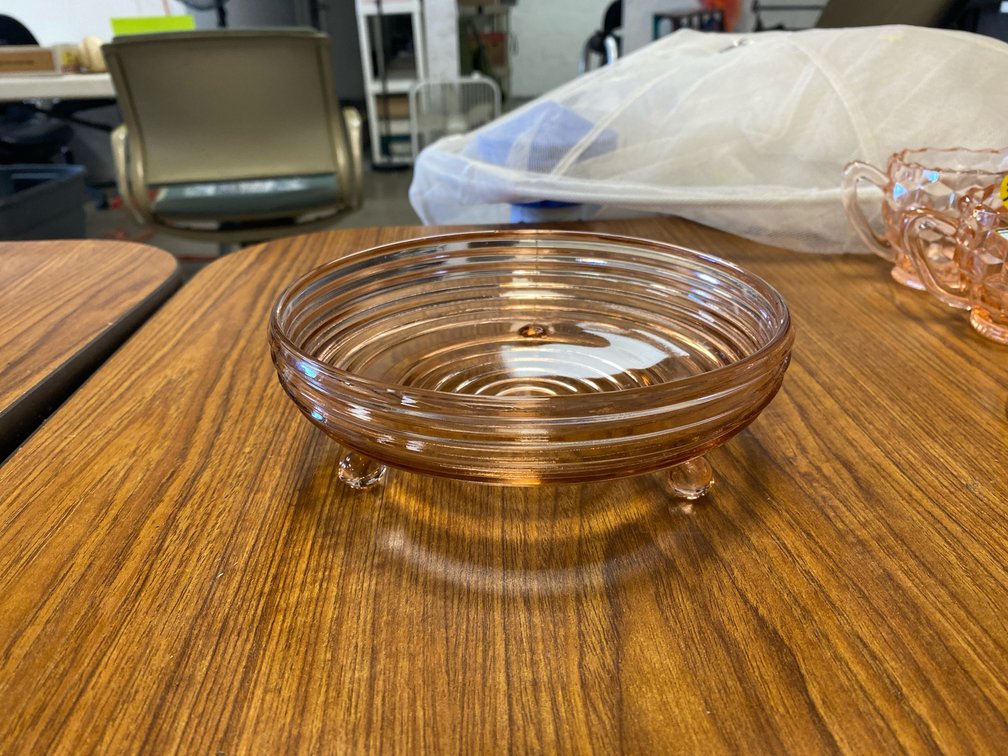 Pink Depression Glass Footed Manhattan Candy Dish