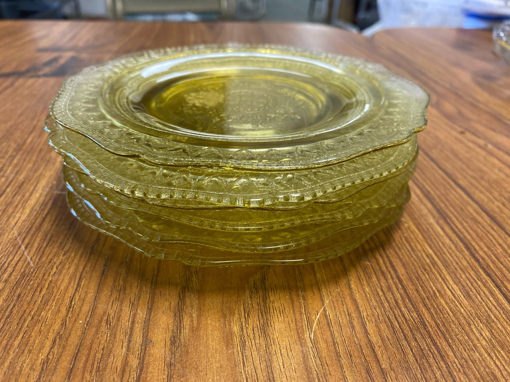 Amber Yellow Depression Glass Spoke Plates