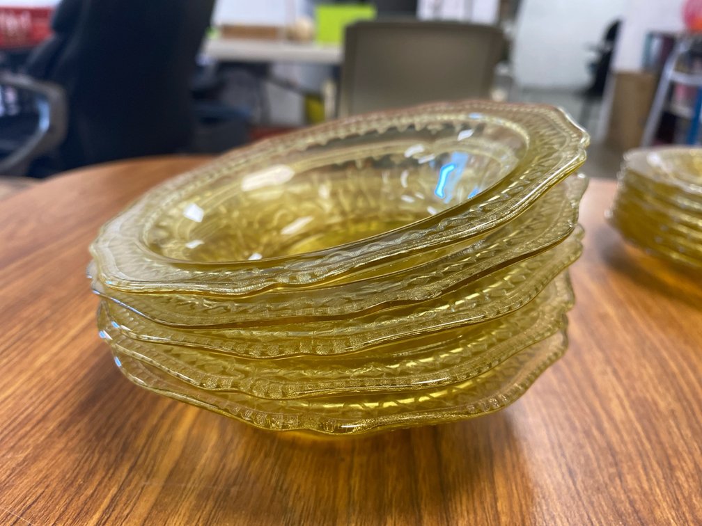 Amber Yellow Depression Glass Spoke Bowl