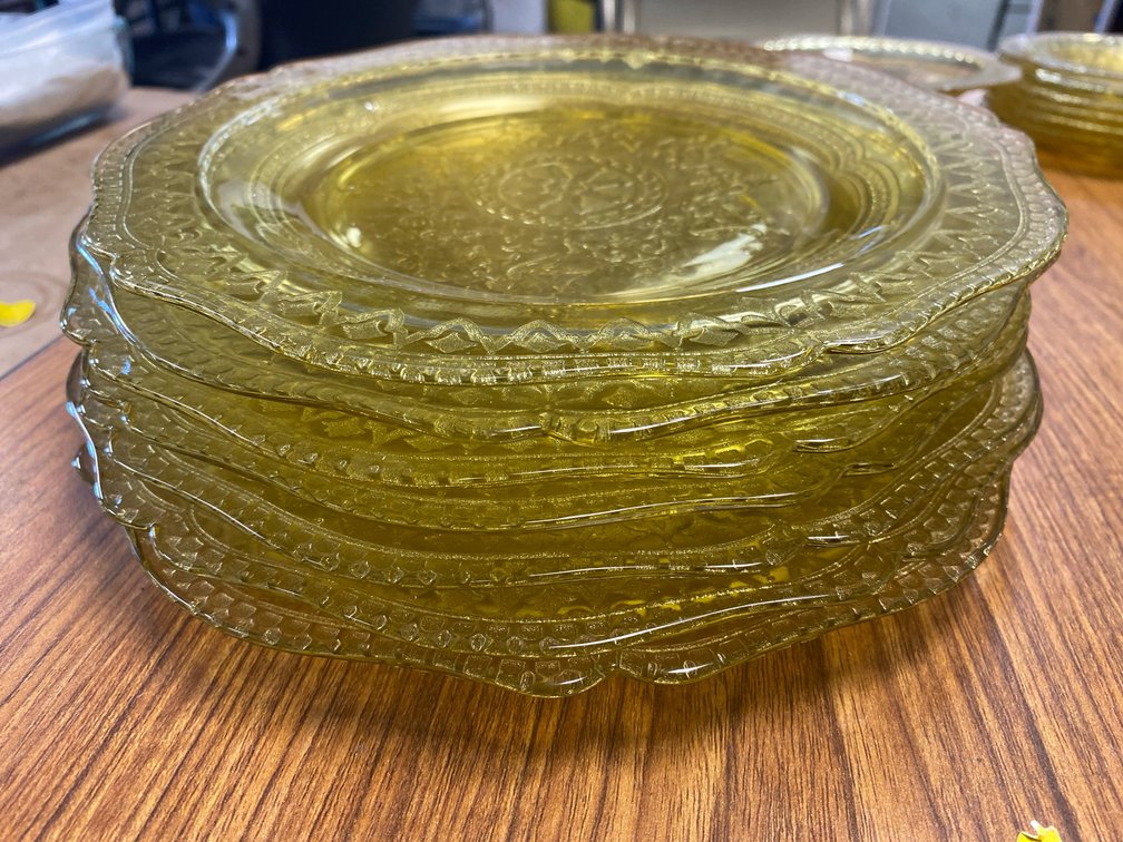Amber Yellow Depression Glass Spoke Plates