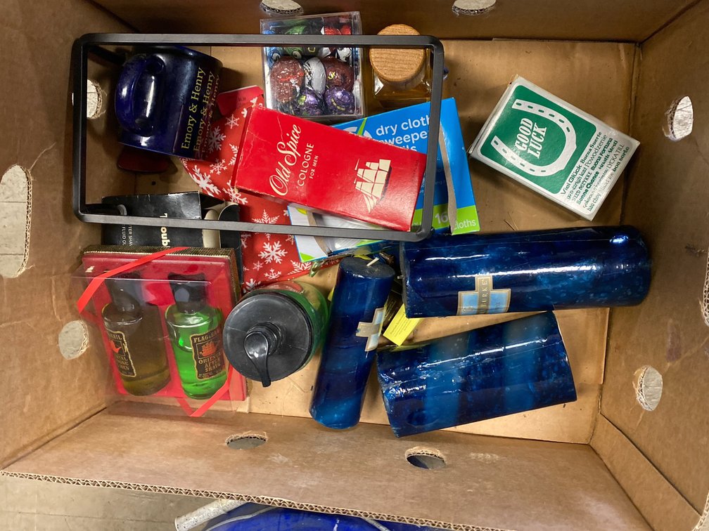Candles, Cologne & Misc. Items Box