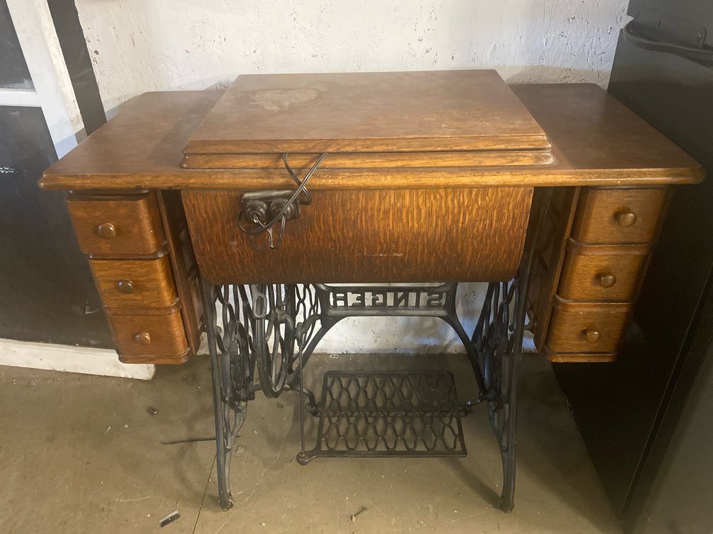 Vintage Singer Treadle Converted to Electric Sewing Machine