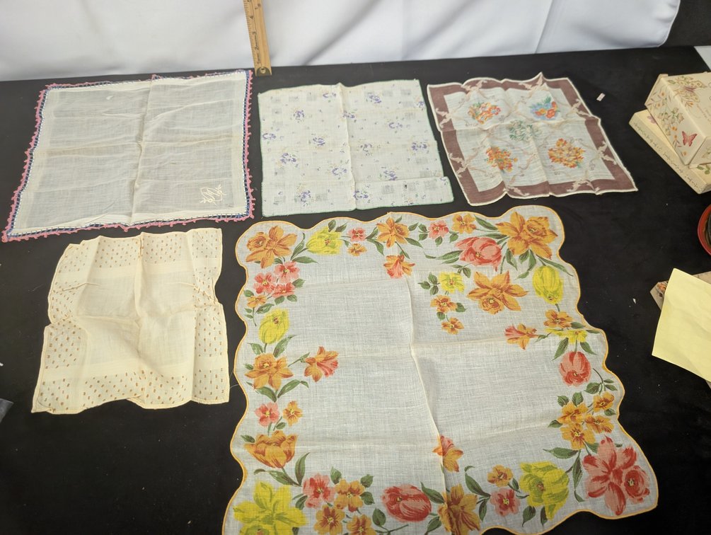 Vintage Handkerchiefs in Vintage Christmas Box