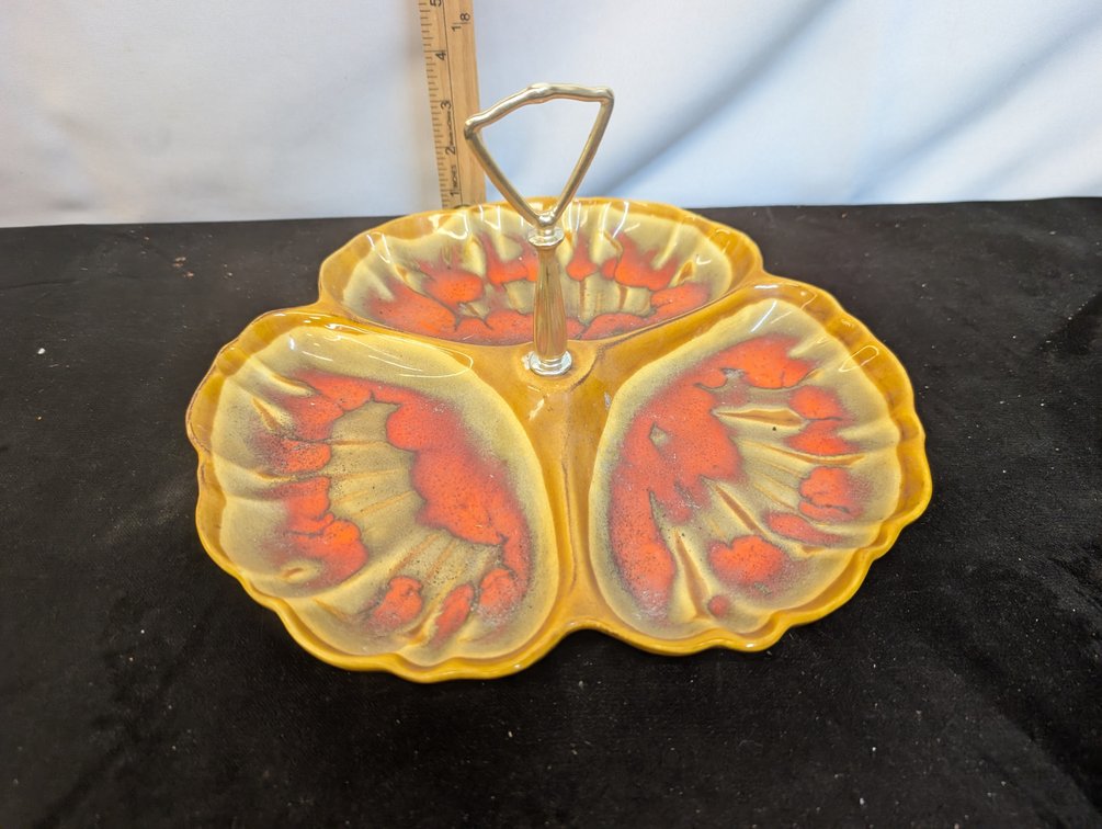 Vintage 1970s 12” Divided Serving Dish w/Handle