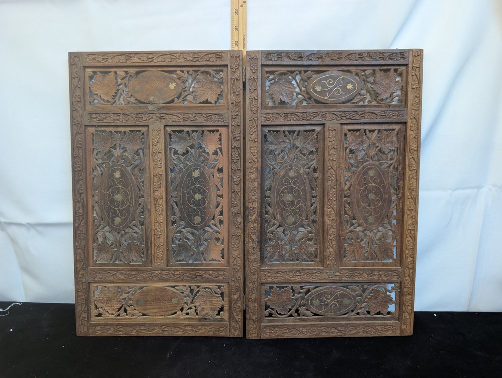Vintage Folding Inlaid Wood Panels