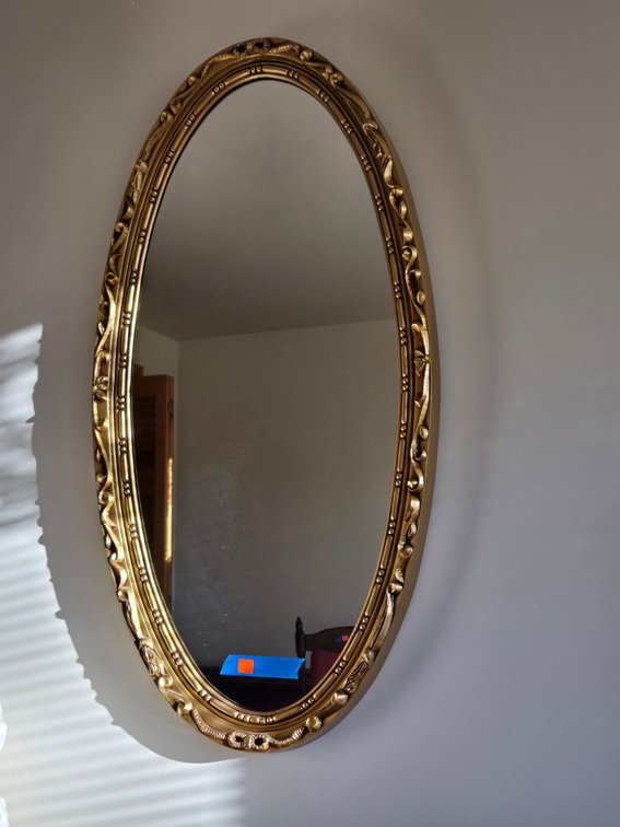 Gold Framed Oval Wall Mirror (19"X36")-BR1