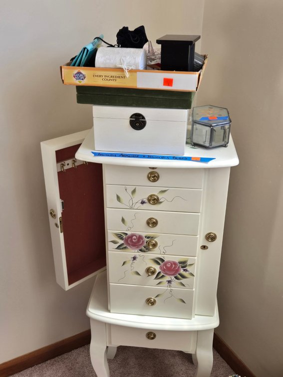 Painted Jewelry Armoire, Ass't Jewelry Boxes-BR1