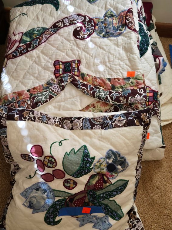 Contemporary Quilt w/Applique Flowers-BR3
