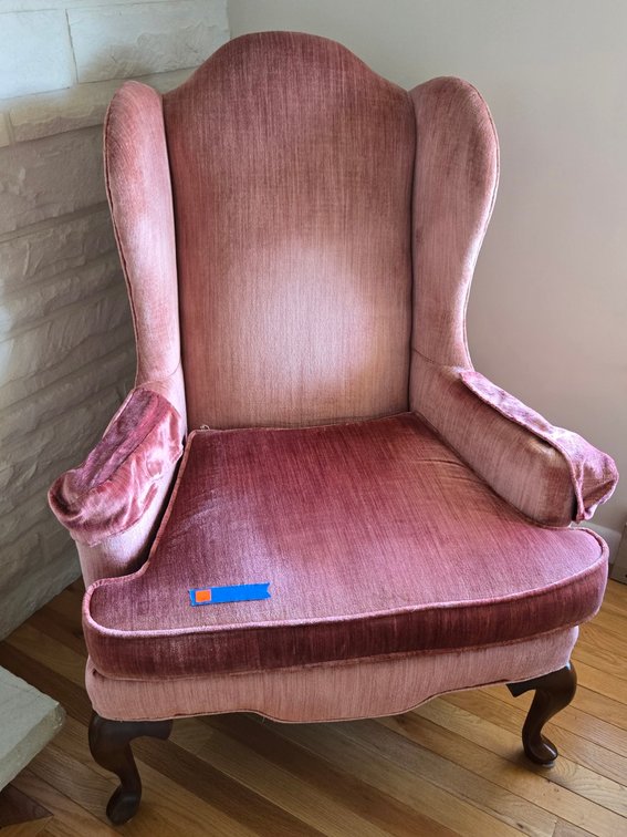 Rose Velvet Wing Chair-LR