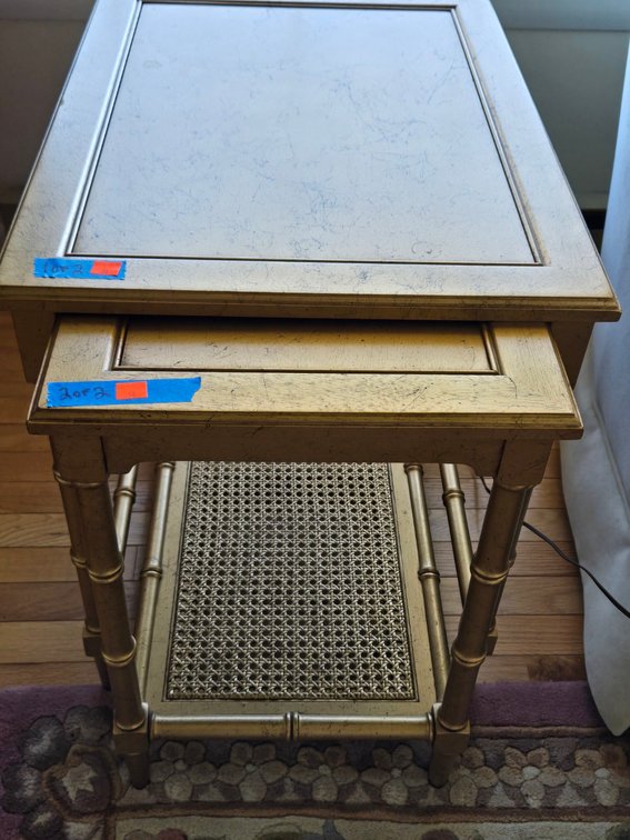 (2) Gold Splatter Nesting Tables-LR